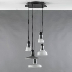 Shadows ペンダントライト円形天板セット(マット　スモークグレイ)ペンダント5個セット