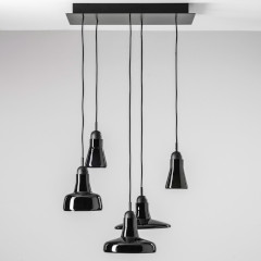 Shadows ペンダントライト角型天板セット(グロスブラック)ペンダント5個セット