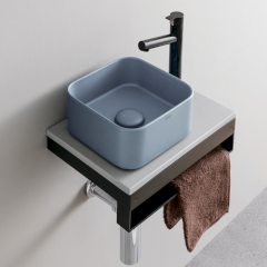 【数量限定品　2025年12月末出荷分まで】MINIMULTIPLO セラミックカウンター+SHUI COMFORT MINIMO SQUARE置き型手洗器250mm+排水目皿+ボトルトラップセット