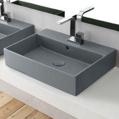 【数量限定品　2025年12月末出荷分まで】SMILE 壁付け・カウンター置き型洗面器600mm+コラムシングルレバー洗面混合栓(引棒無し)+排水目皿+ボトルトラップセット