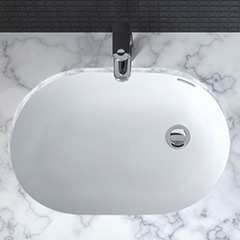 オーバル型アンダーカウンター洗面器630mm (ホワイト)
