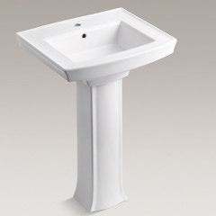 【数量限定品】ARCHER ペデスタル型洗面器608mm (水栓穴:1ホール)+排水目皿(ポップアップなし)+Pトラップ