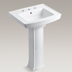 【数量限定品】ARCHER ペデスタル型洗面器608mm (水栓穴:8インチ)+排水目皿(ポップアップなし)+Pトラップ