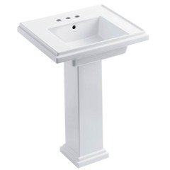 【数量限定品】TRESHAM ペデスタル型洗面器610mm (水栓穴:4インチ)+排水目皿(ポップアップなし)+Pトラップ