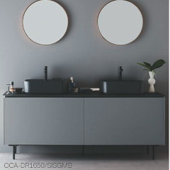 ASSEMBLAGE　キャビネットセット1650mm　引き出しタイプ(洗面ボウルダブル)　天板:シリウス　扉:スレートグレー　脚部:マットブラック　H:150