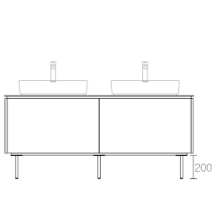 ASSEMBLAGE WHITE キャビネットセット1650mm　引き出しタイプ(洗面ボウルダブル)　脚部:マットブラック　H:200
