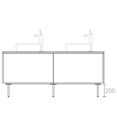 ASSEMBLAGE　キャビネットセット1650mm　引き出しタイプ(洗面ボウルダブル)　天板:シリウス　扉:ウィロー　脚部:マットブラック　H:200