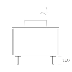 ASSEMBLAGE キャビネットセット850mm(アウトセットタイプ) 天板:シリウス/扉:ディムグレー/脚部(H150mm):クロム