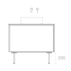 ASSEMBLAGE キャビネットセット850mm(壁付け水栓タイプ) 天板:ダナエ/扉:スレートグレー/脚部(H200mm):ブロンズ