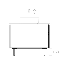 ASSEMBLAGE キャビネットセット850mm(壁付け水栓タイプ) 天板:シリウス/扉:ディムグレー/脚部(H150mm):ブロンズ