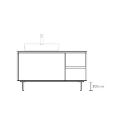 ASSEMBLAGE キャビネットセット1200mm(洗面ボウル左インセットタイプ) 天板:シリウス/扉:ディムグレー&チョコラウッド/脚部(H150mm):マットブラック