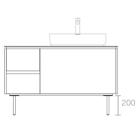 ASSEMBLAGE キャビネットセット1200mm(洗面ボウル右インセットタイプ) 天板:シリウス/扉:ウィロー&チョコラウッド/脚部(H200mm):クロム