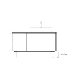 ASSEMBLAGE キャビネットセット1200mm(洗面ボウル右/水栓インセットタイプ) 天板:シリウス/扉:スレートグレー/脚部(H150mm):マットブラック