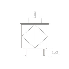 ASSEMBLAGE MINI キャビネット600mm (水栓インセットタイプ) 天板:ダナエ 扉:ディムグレー 脚:ブロンズ H150mm