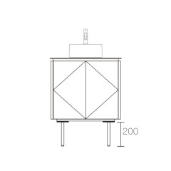 ASSEMBLAGE MINI キャビネット600mm (水栓インセットタイプ) 天板:シリウス 扉:チョコラウッド 脚:マットブラック H200mm