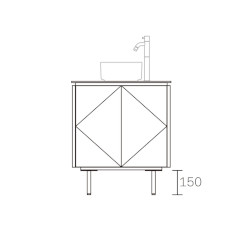 ASSEMBLAGE MINI キャビネット600mm (水栓アウトセット取付穴径35mm) 天板:SILVER 扉:ウィロー 脚:クロム H150mm