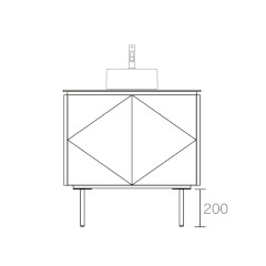 ASSEMBLAGE MINI キャビネット750mm (水栓インセットタイプ) 天板:SILVER 扉:スレートグレー 脚:マットブラック H200mm