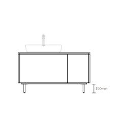 ASSEMBLAGE WHITE キャビネットセット1200mm　2段扉タイプ(洗面ボウル左)　脚部:ブロンズ　H:150