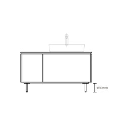 ASSEMBLAGE WHITE キャビネットセット1200mm　2段扉タイプ(洗面ボウル右)　脚部:ブロンズ　H:150