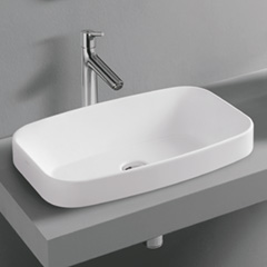 【数量限定品】BADEN BADEN 半埋め込み型洗面器600mm(ホワイト)+排水目皿+Sトラップセット