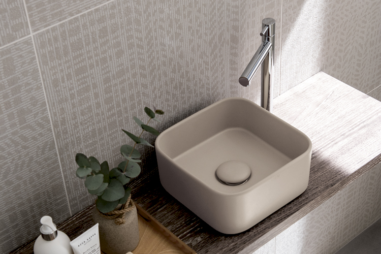 写真:CIELO(チエロ)のShui Comfort Minimo Square 25(シュイ コンフォート・ミニモスクエア25)シリーズ置き型手洗器250mm